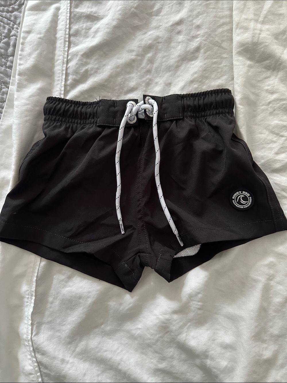 Black Kids' Swim Trunks with Contrast Drawcord